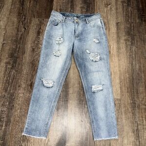 Rebel By Right~size 11~Jeans Juniors Size Blue Denim Distressed Raw Hem Casual